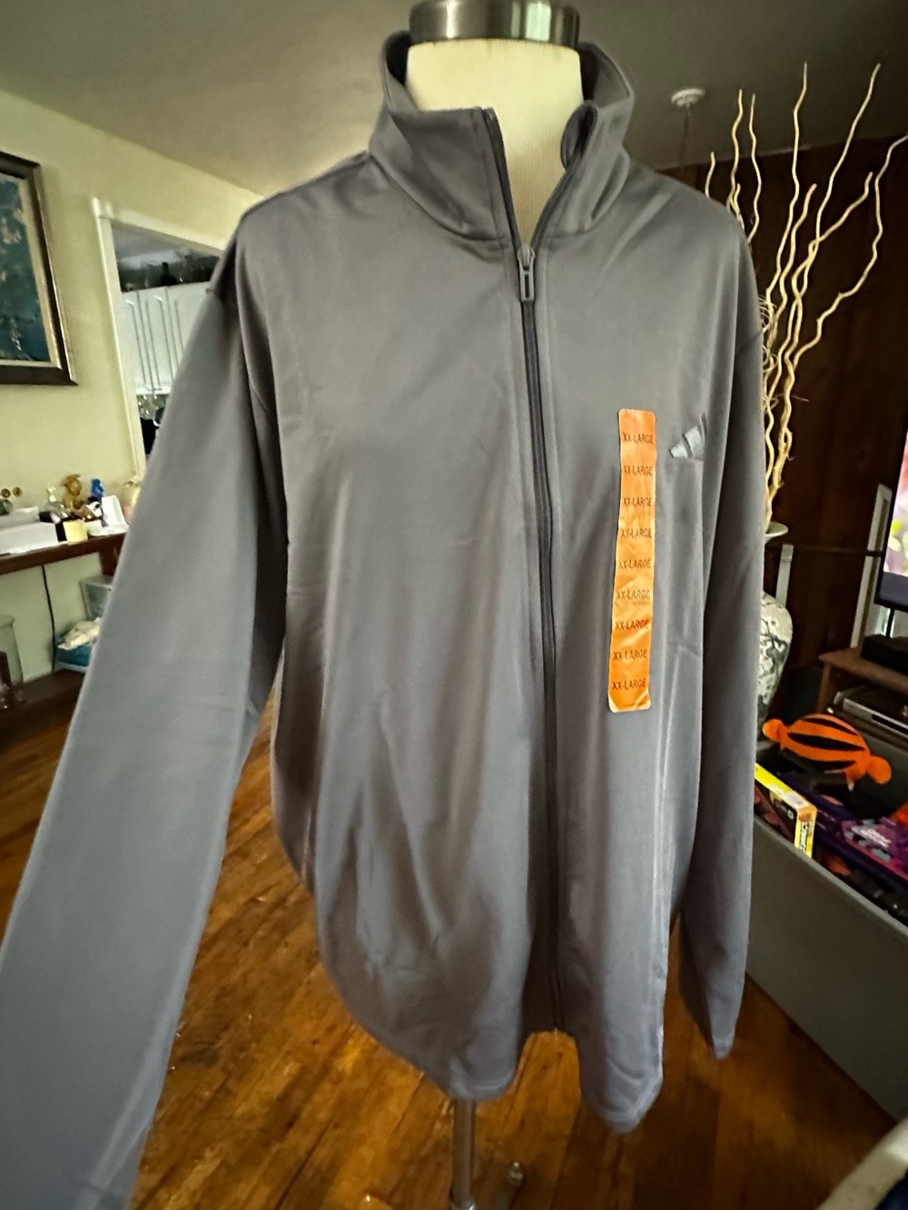 Adidas Men's Gray Tract Performance Tricot Jacket - Picture 5 of 8